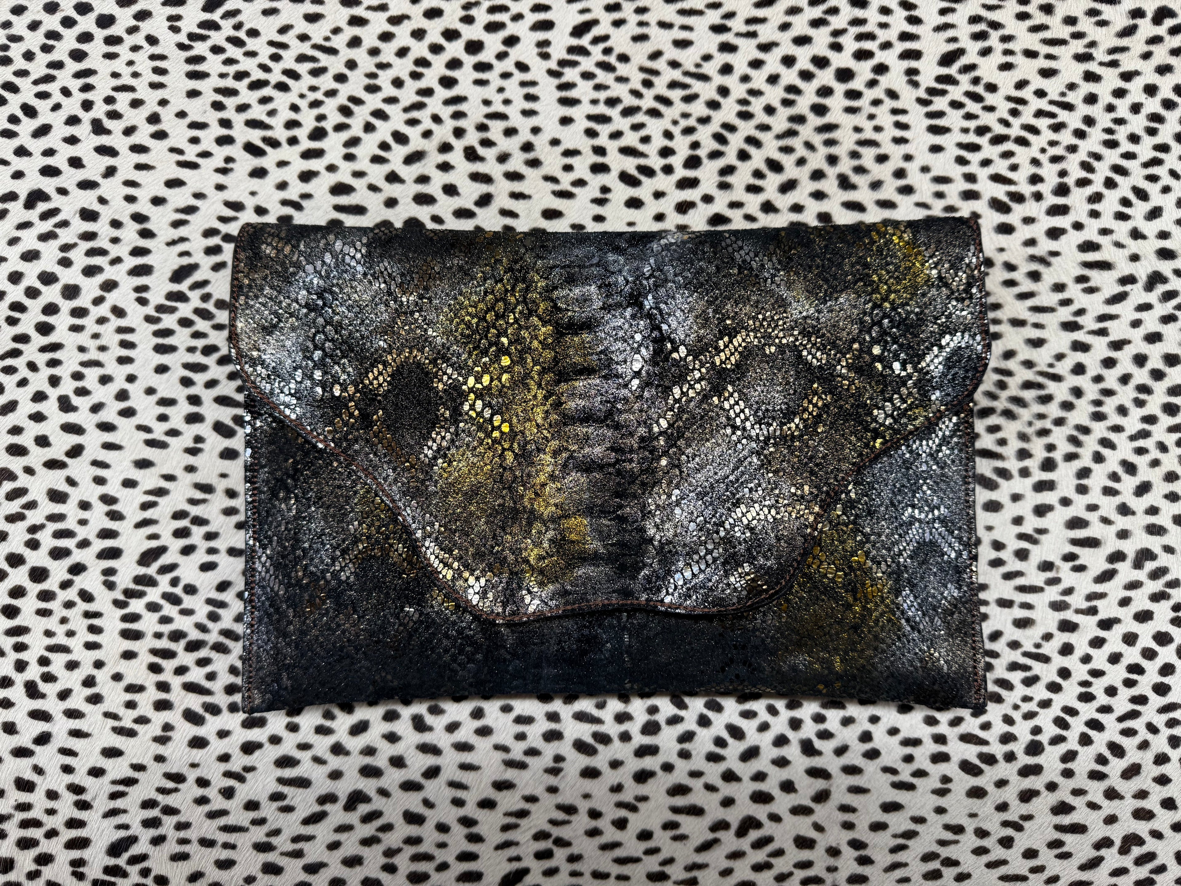 Snake Skin Print Clutch
