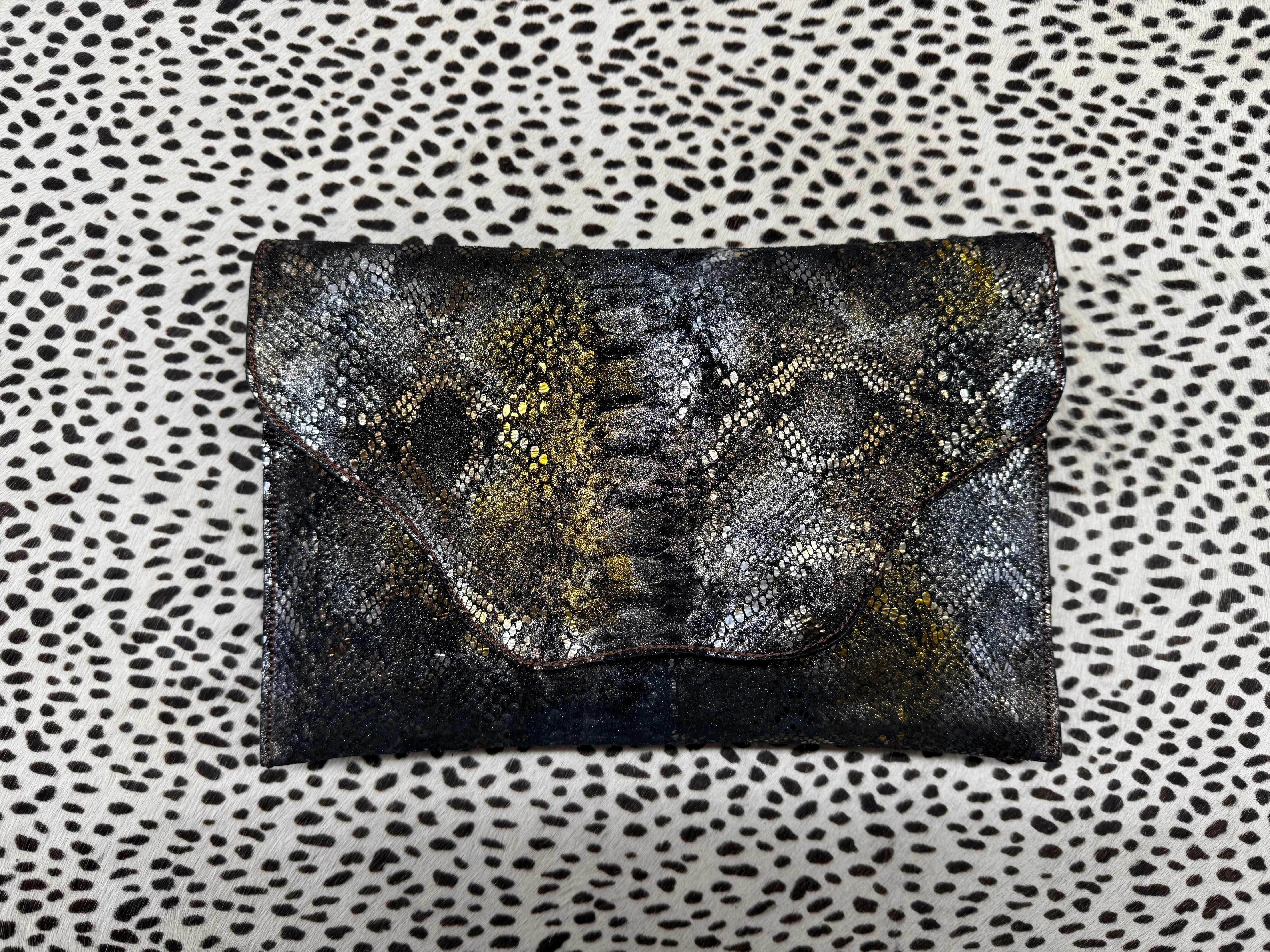 Snake Skin Print Clutch
