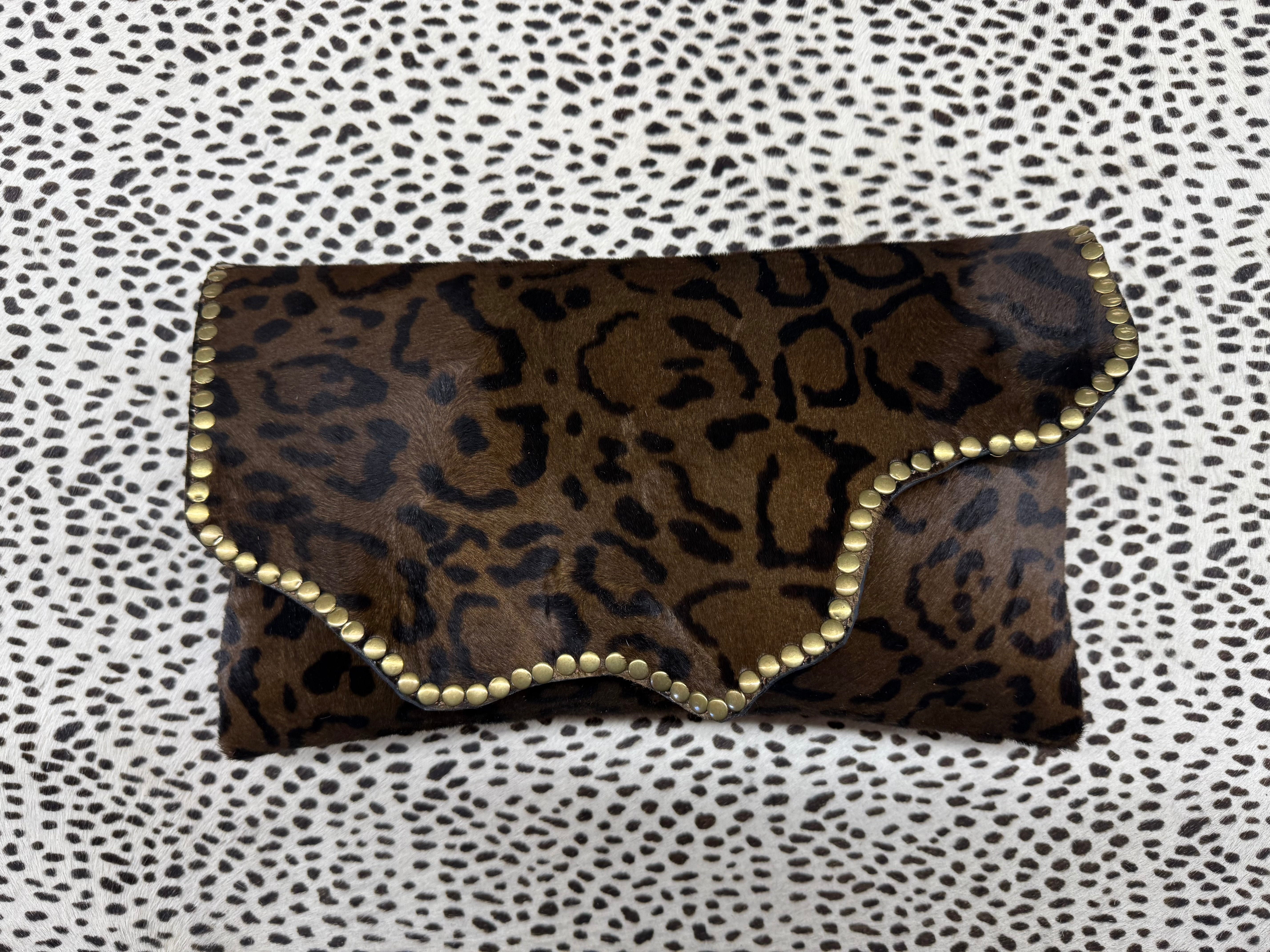 Large Animal Print Clutch w/ Studs