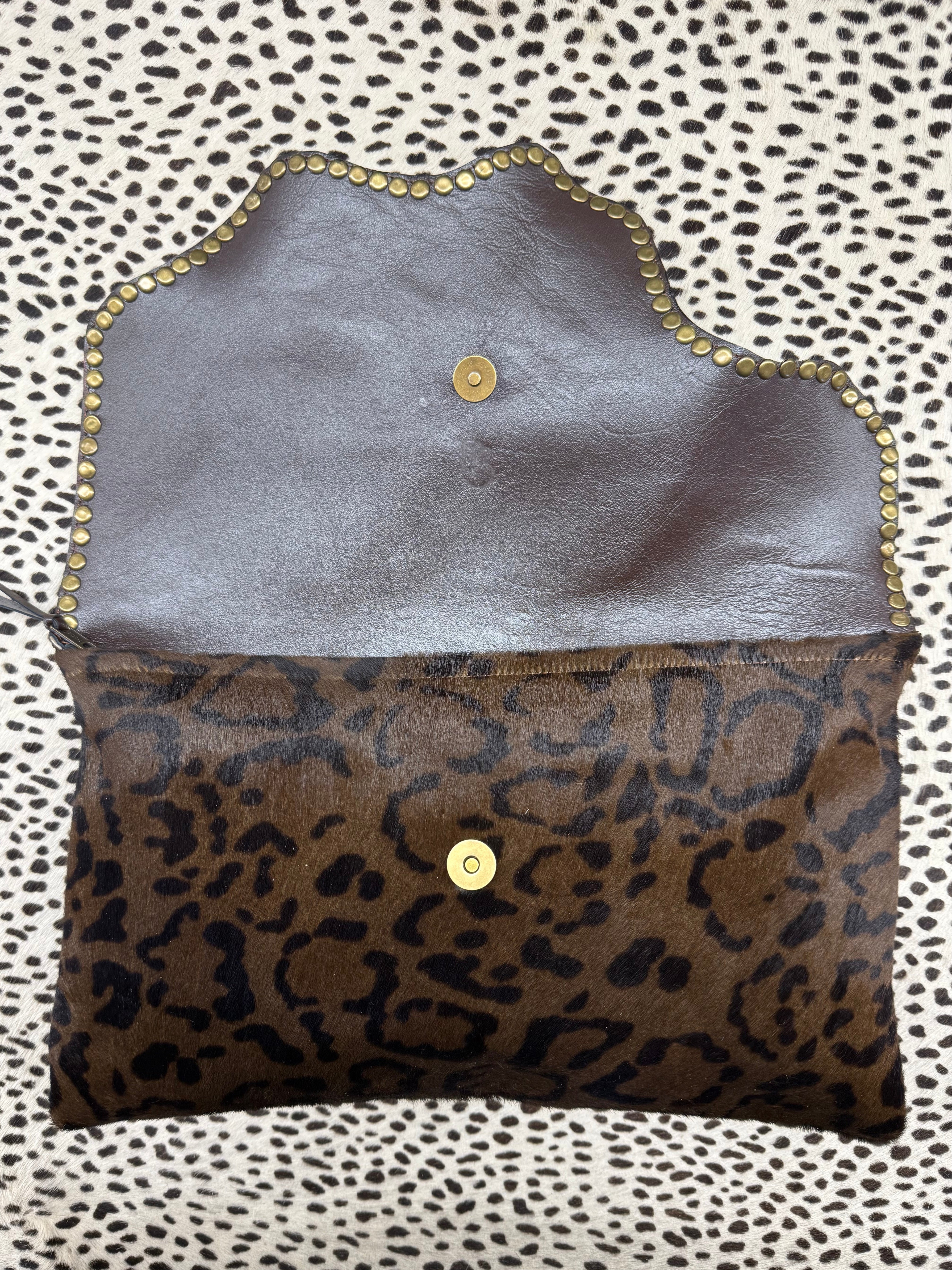 Large Animal Print Clutch w/ Studs
