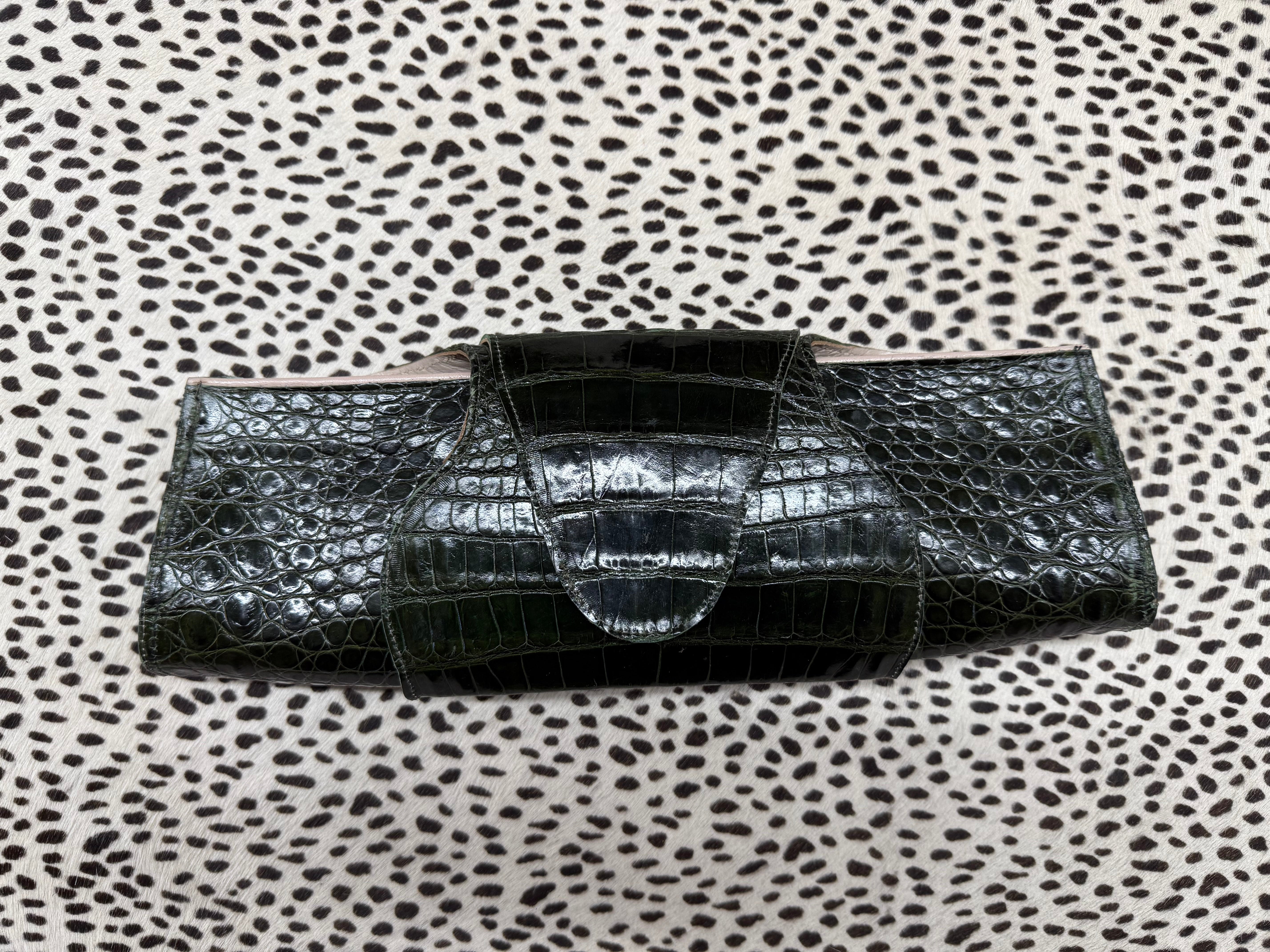 Forest Green Alligator Clutch