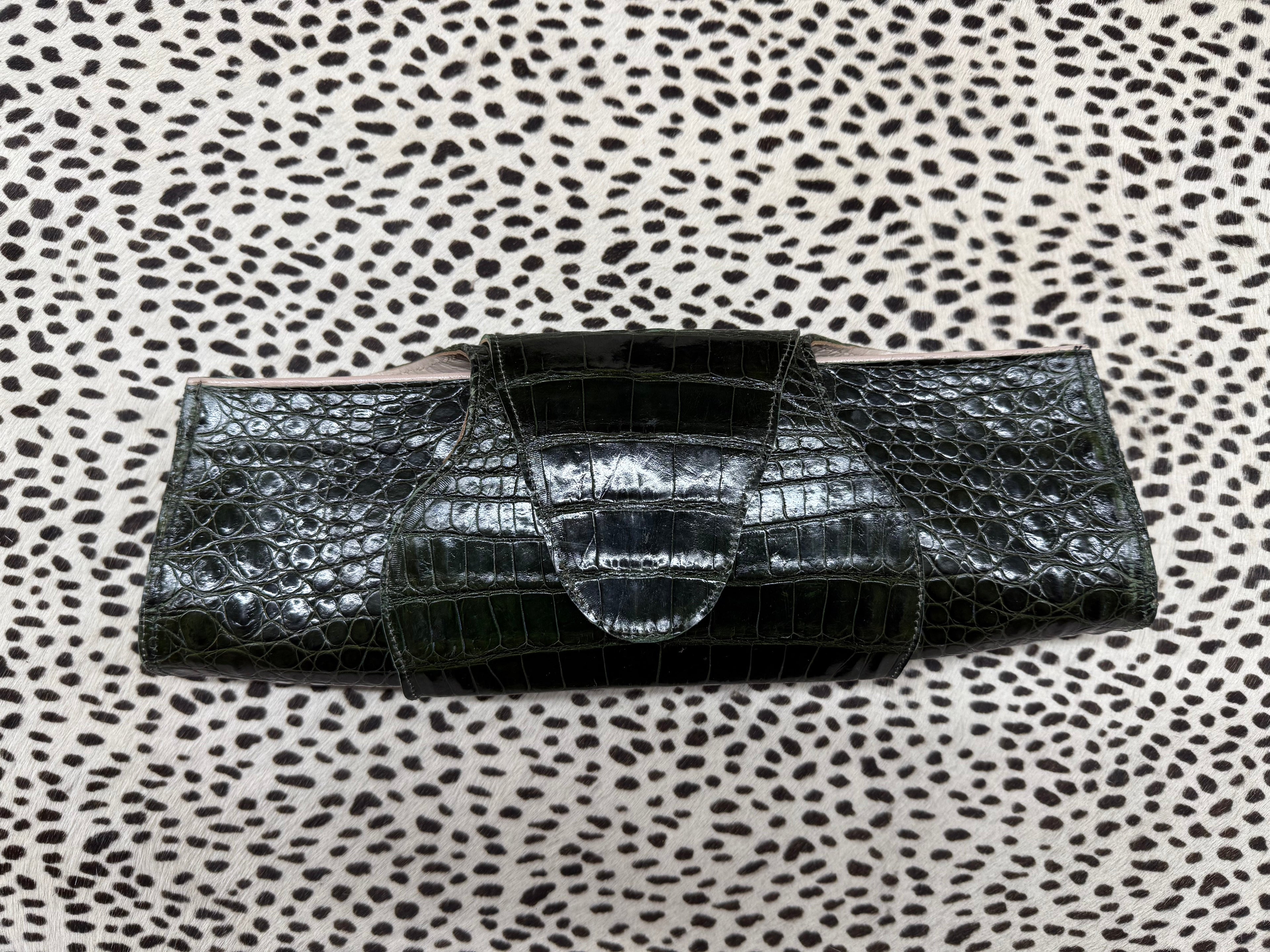 Forest Green Alligator Clutch