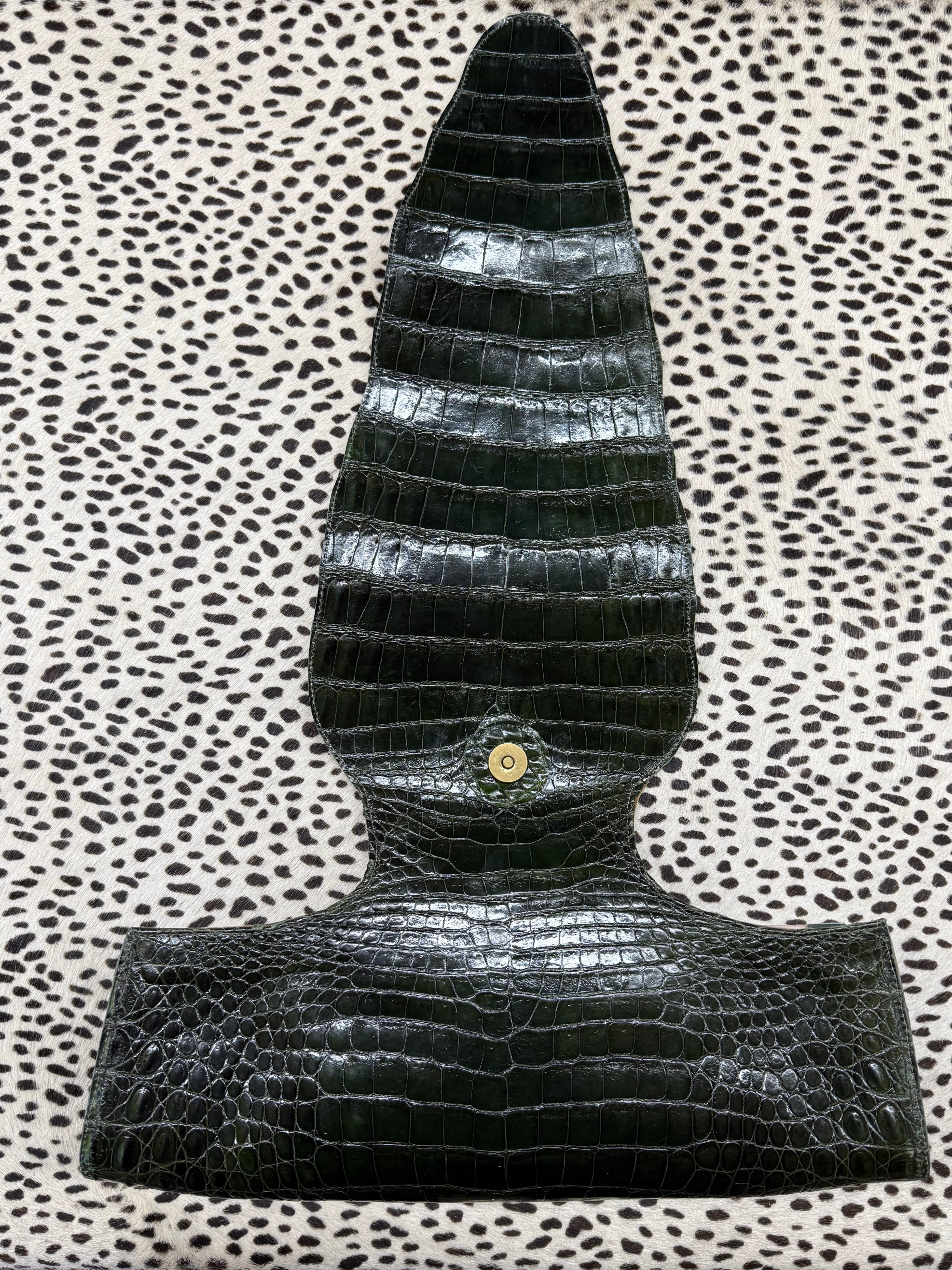 Forest Green Alligator Clutch