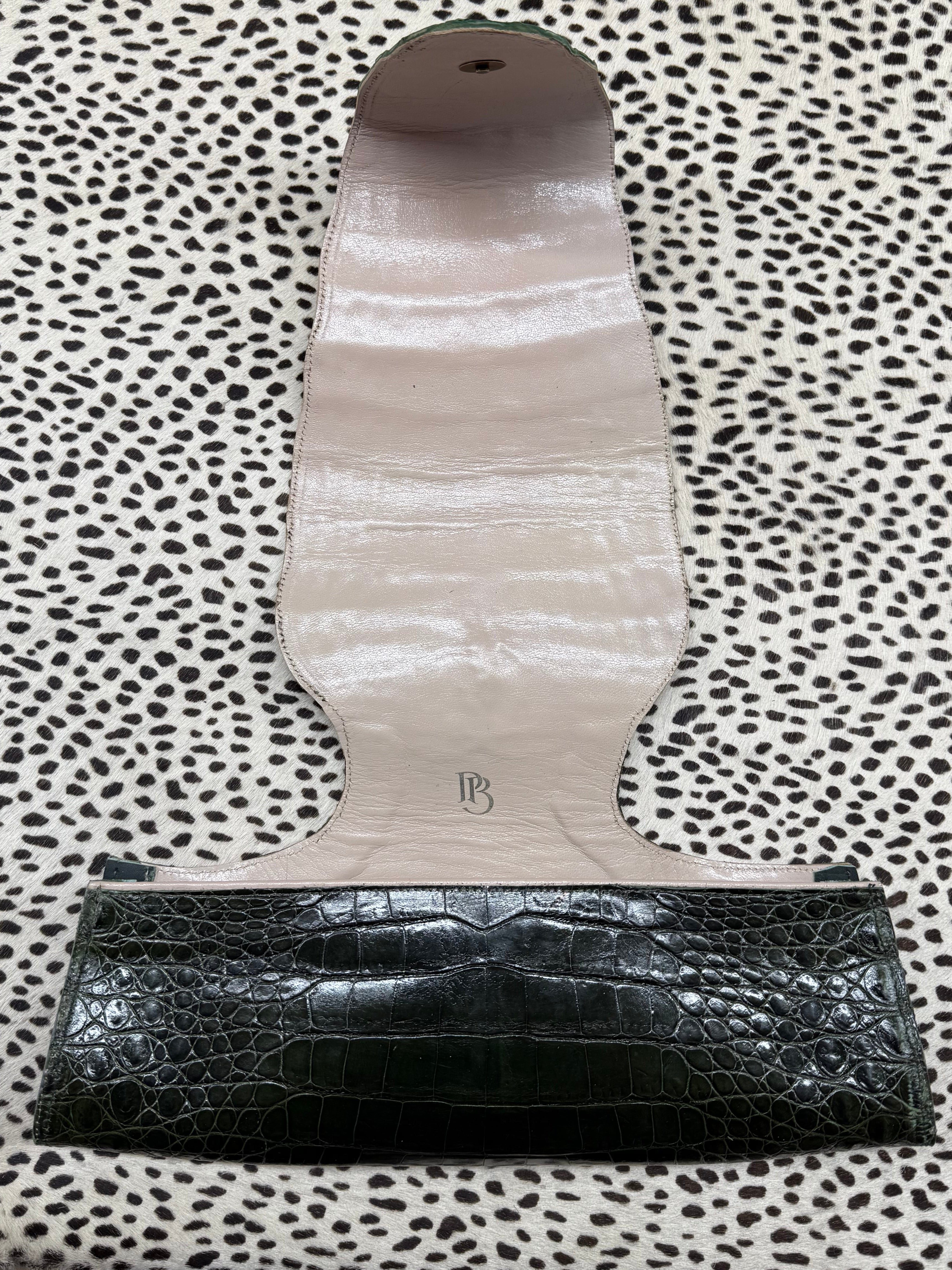 Forest Green Alligator Clutch