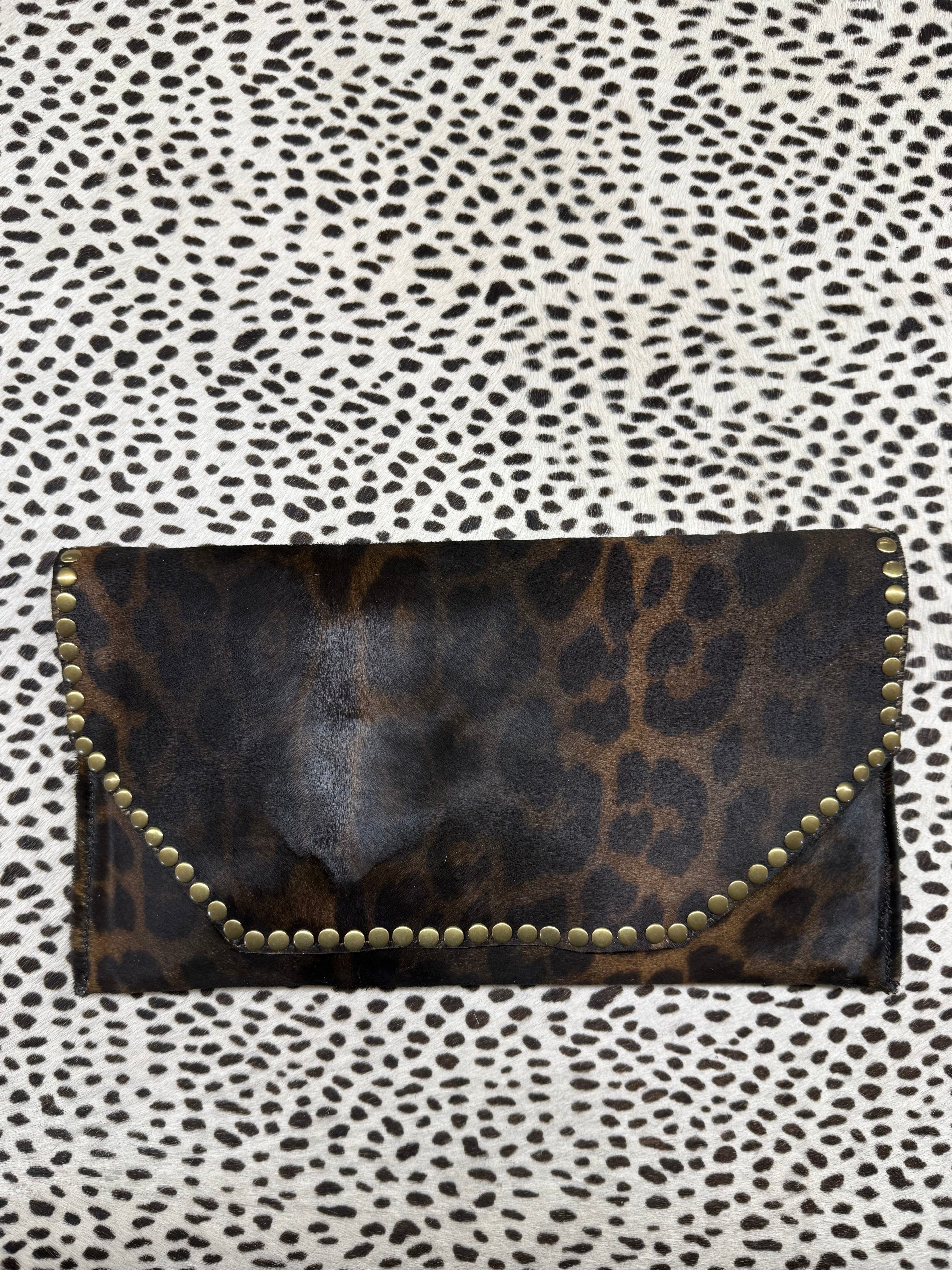 Animal print Envelope Purse w/ studs