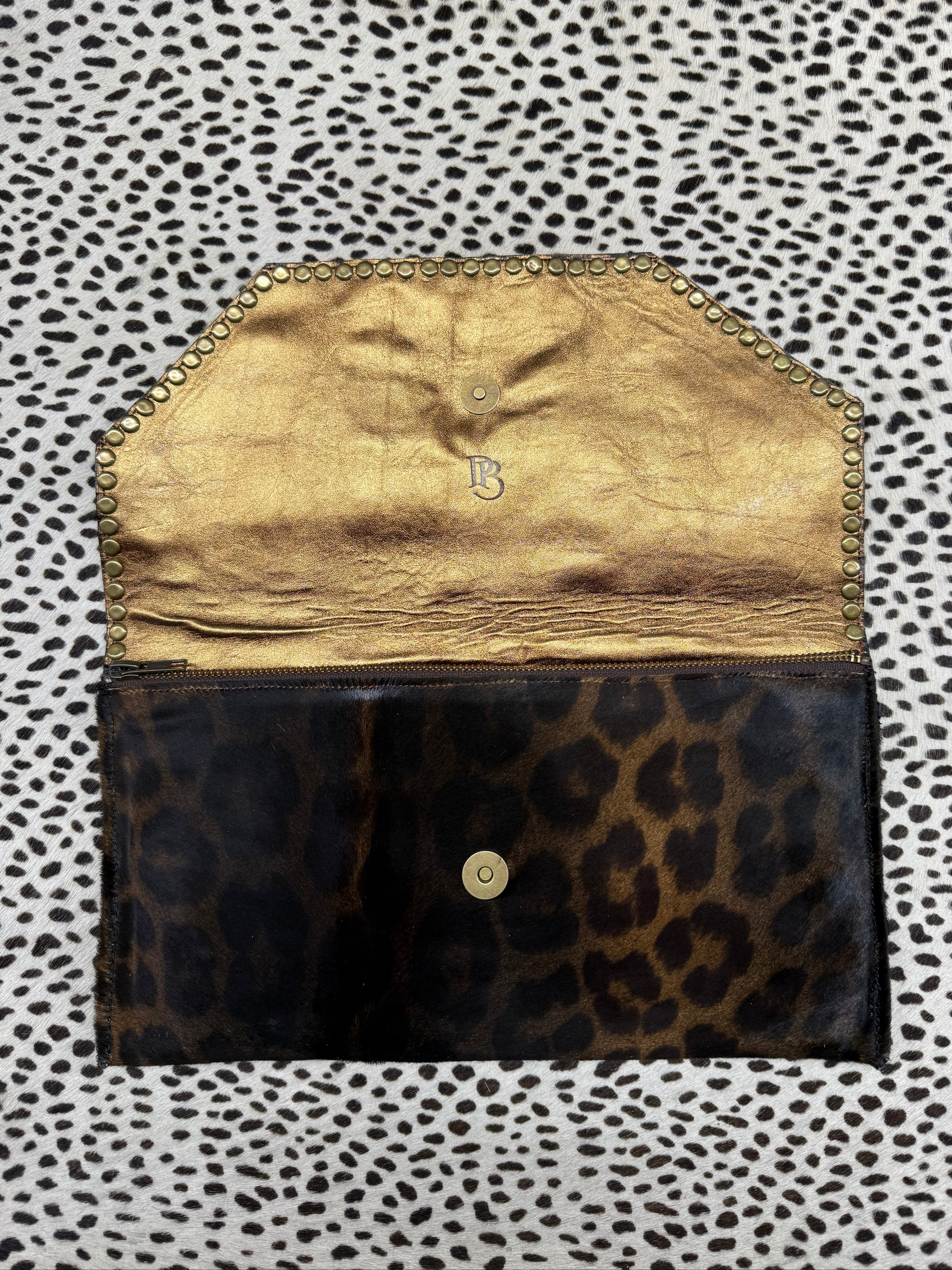 Animal print Envelope Purse w/ studs
