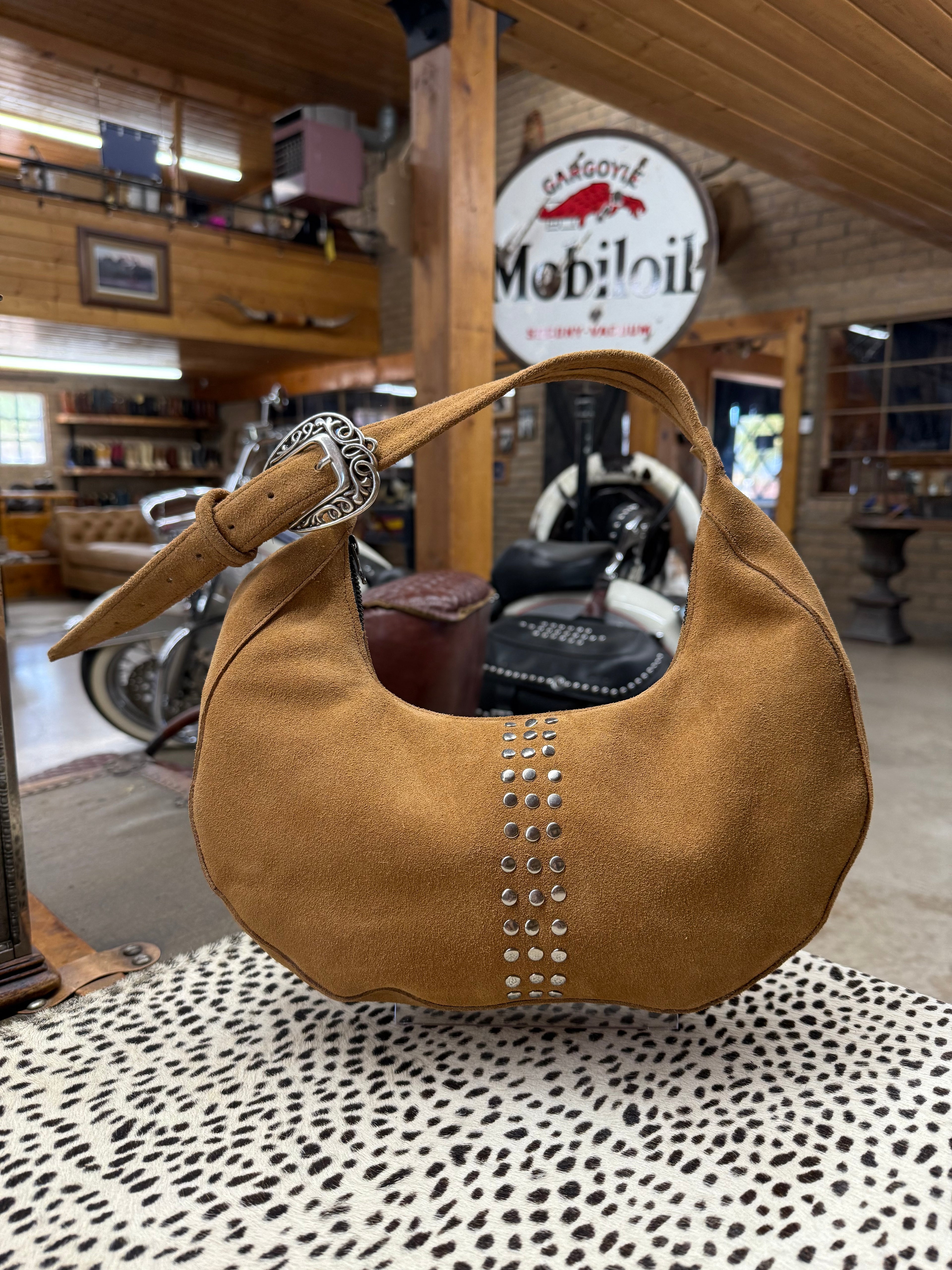 Tan Suede Shoulder Bag