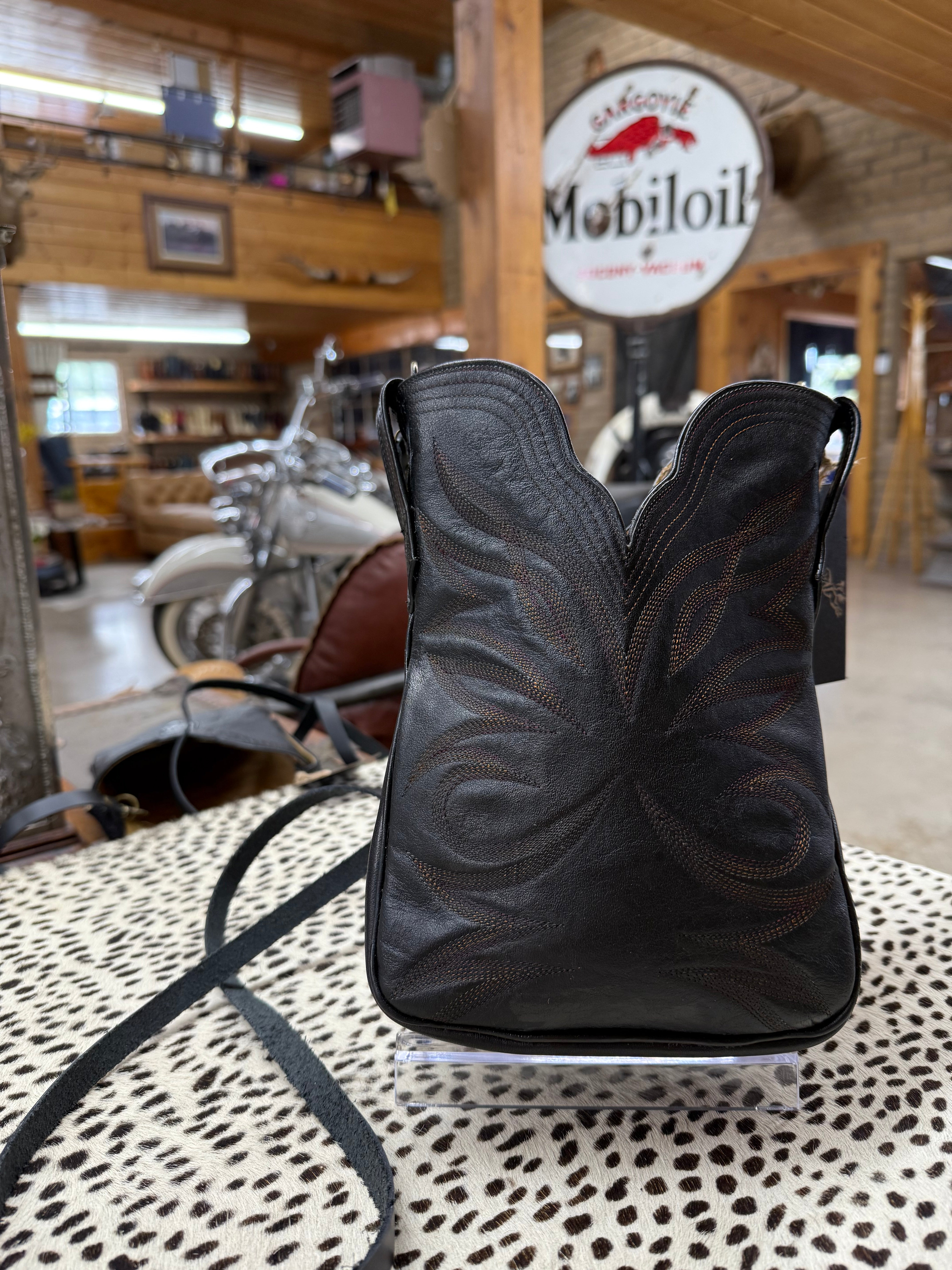 Black Scallop Cowboy Boot Purse