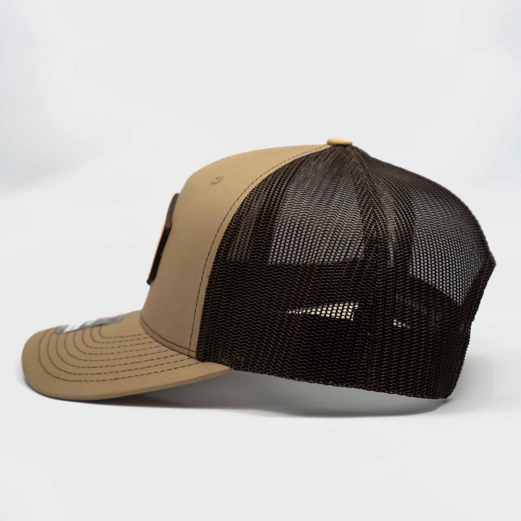 Trucker Hat | Khaki & Coffee | Rectangular Full Logo Patch