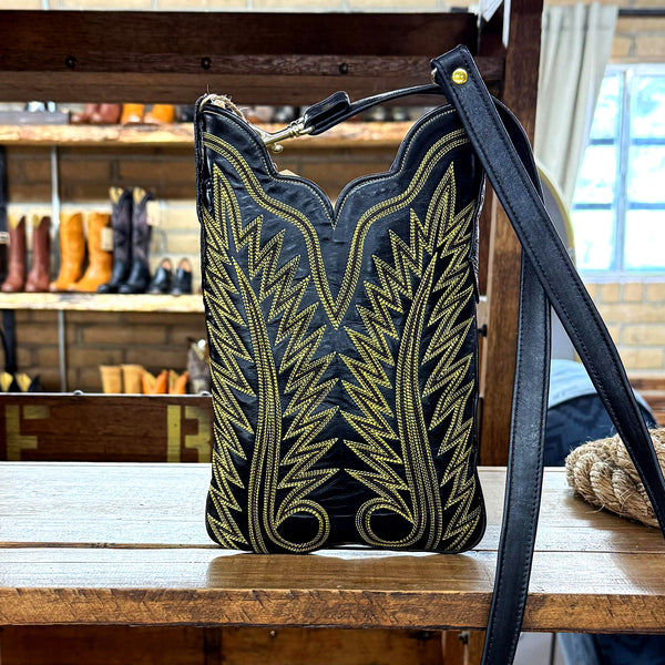 The Golden Spur Black Cowboy Purse