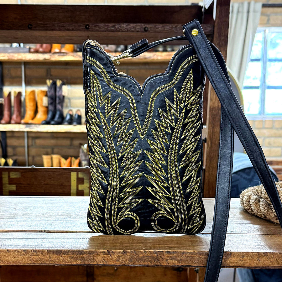 The Golden Spur Black Cowboy Purse