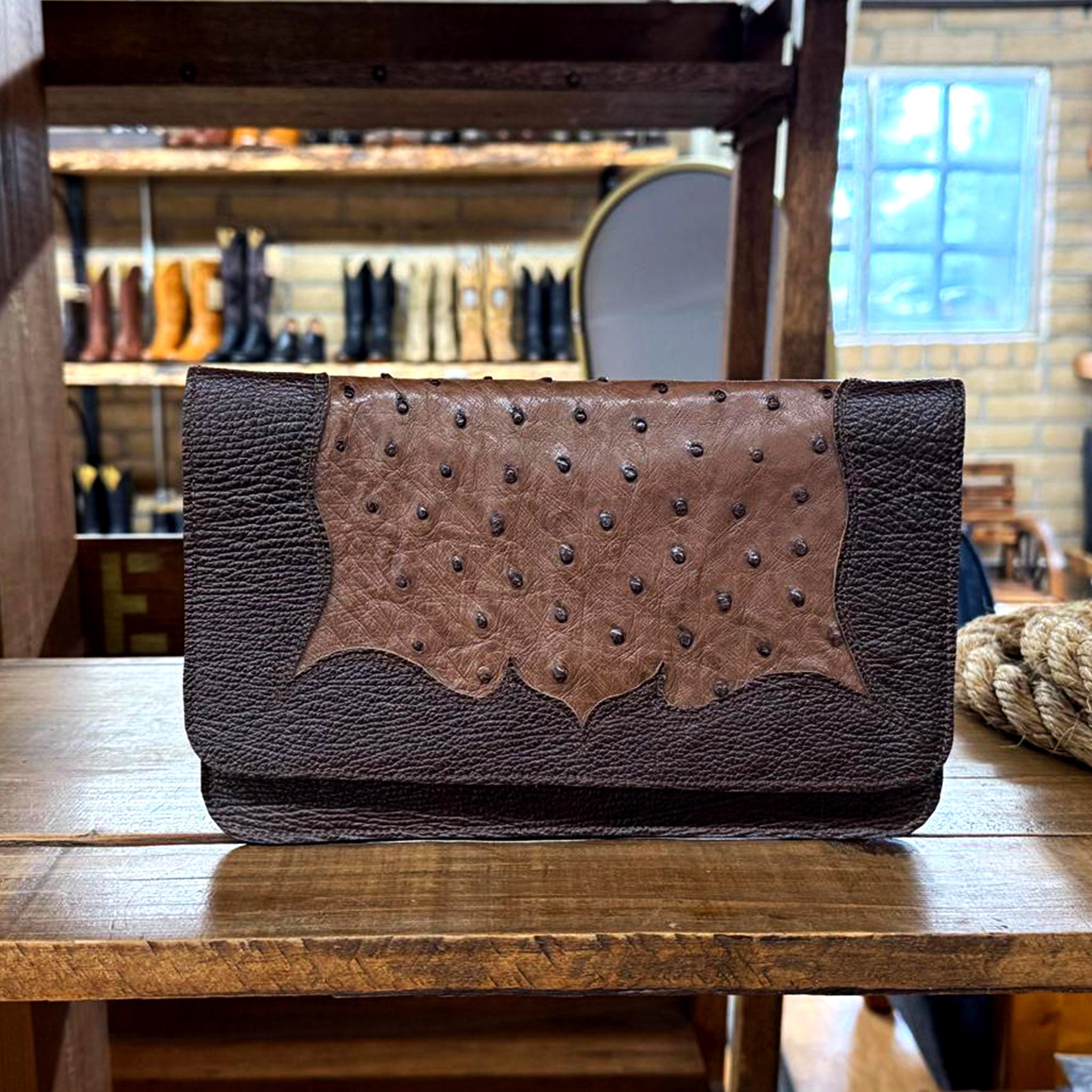 The Ironwood Ostrich & Shark Clutch