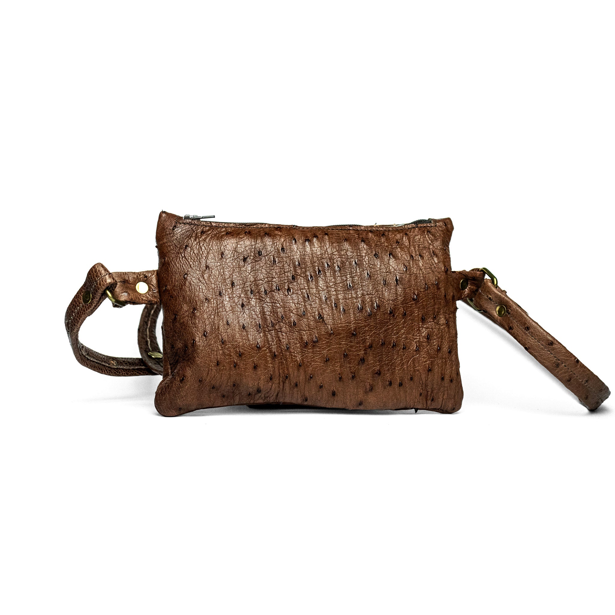 The Saddle Trail Ostrich Belt Bag in Brown