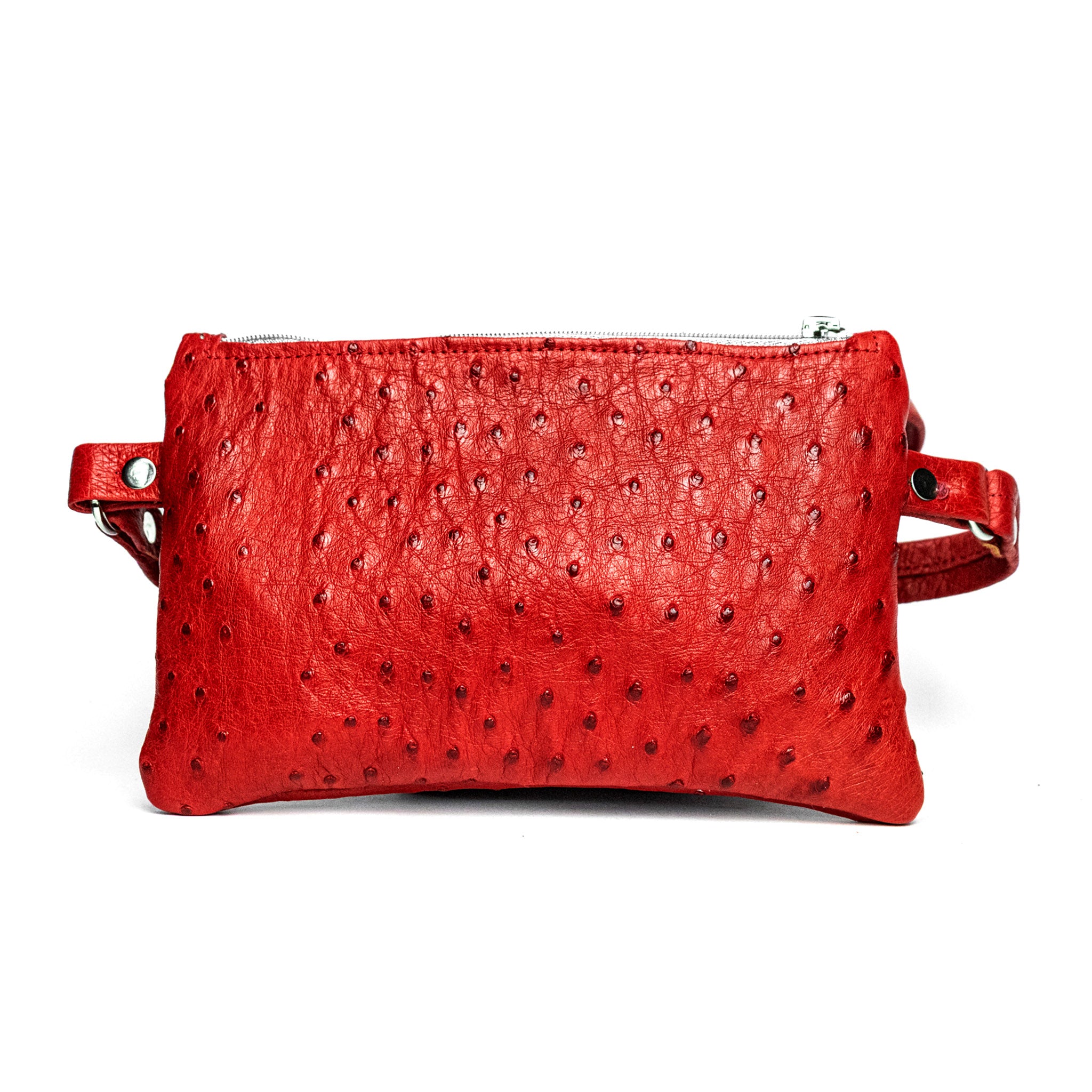 The Saddle Trail Ostrich Belt Bag in Red