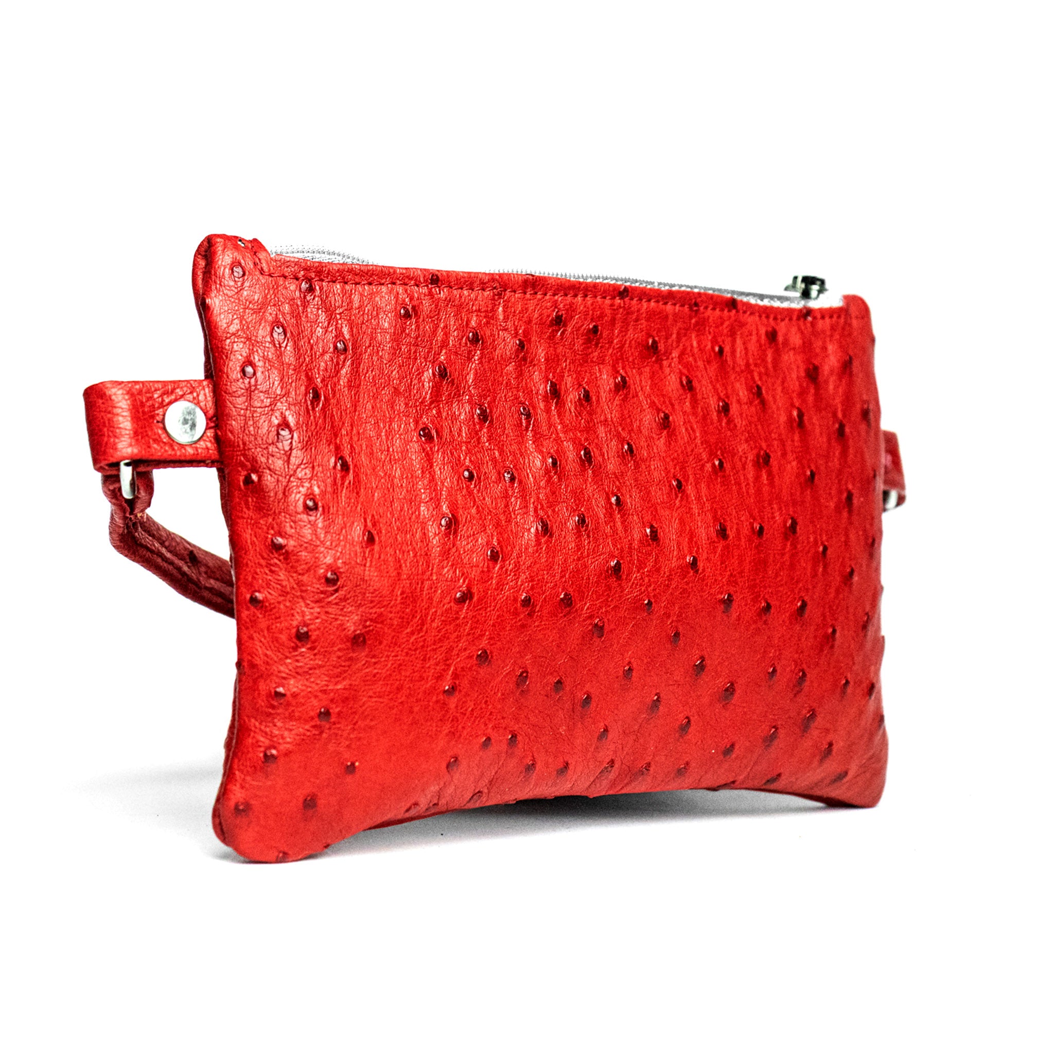 The Saddle Trail Ostrich Belt Bag in Red