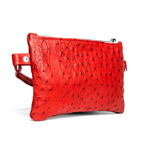 The Saddle Trail Ostrich Belt Bag in Red