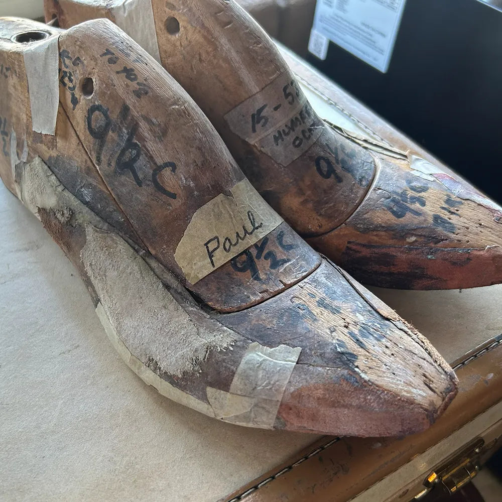 Wooden lasts marked with a customer's name